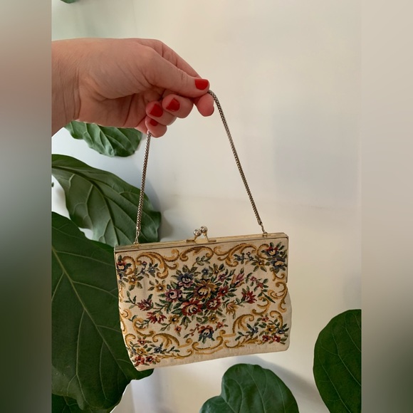 True Vintage embroidered tapestry small purse bag petit point - Picture 5 of 9